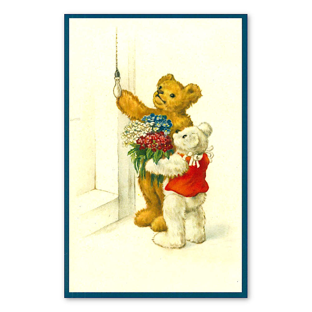 クリスマスカード 花束を持ったくま:メイン画像