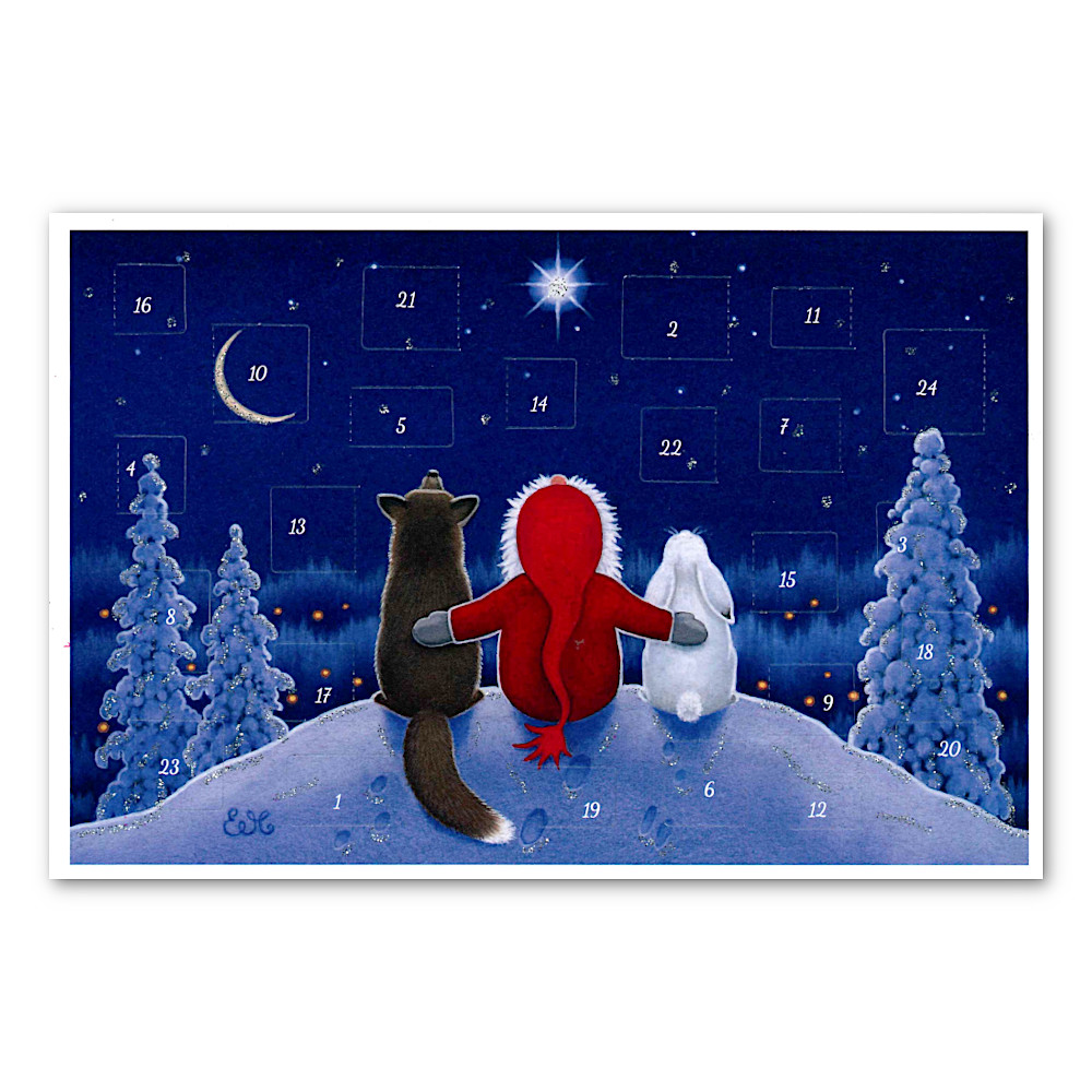 KV12483アドベントカード トムテと2匹:メイン画像