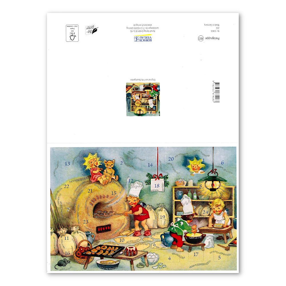 KV12405アドベントカード お菓子作り:開いた状態