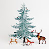 WSW5304W 錫トナカイ（冬）：モミの木26cm、キツネのお父さん、遊ぶバンビたちと