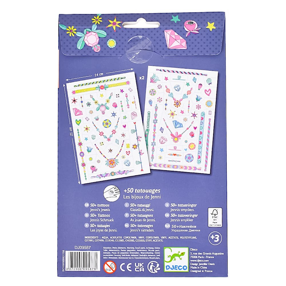 ボディーアートタトゥー ジェニーズジュエル:パッケージ裏面