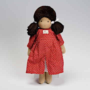 ジルケ人形（大）女の子 茶髪　赤花柄ワンピース